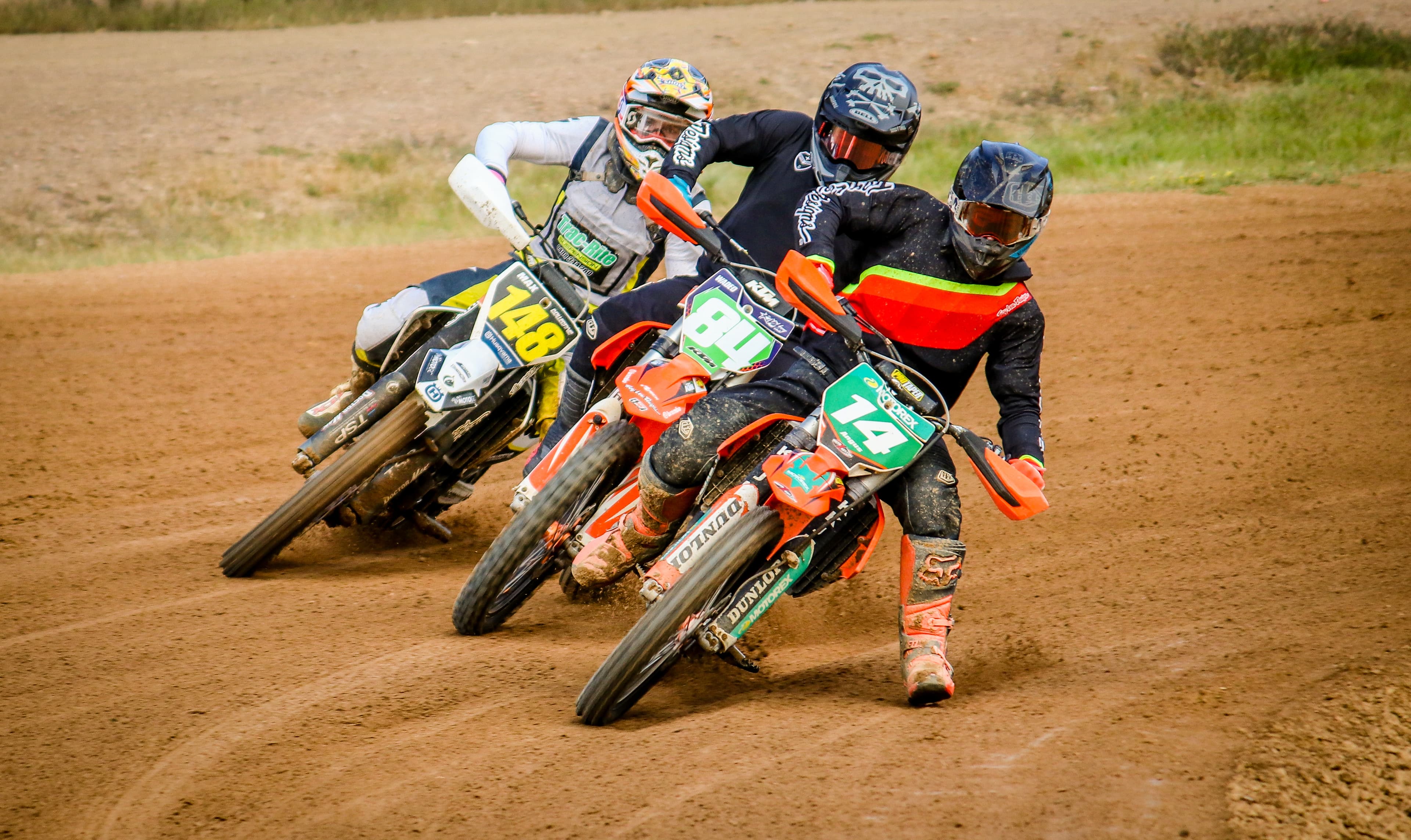 Dirt track riders cornering
